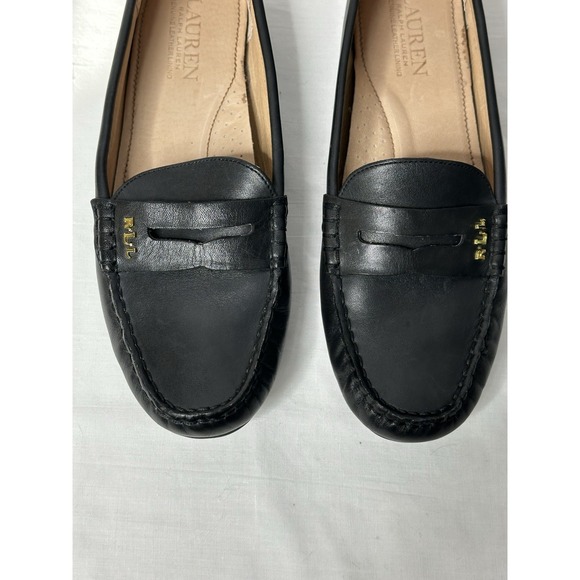 Lauren Ralph Lauren Women's Leather Penny Loafers Sz 9B Black Classic Slip On - Picture 2 of 7